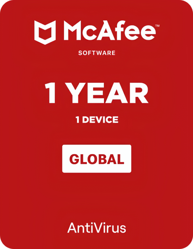 Buy McAfee Antivirus 1 Year – Global, 1 Device